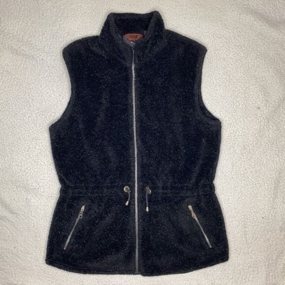 Tsunami Black Fuzzy Fleece Vest: Size Medium - Picture 1 of 8